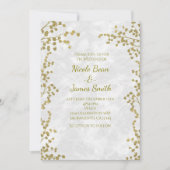 Gouden Bloemige Bessen Elegante Trouw Uitnodiginge Kaart (Voorkant)