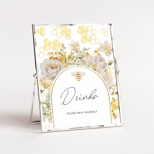 Gouden bloemige bijen Drinken helpen jezelf Poster