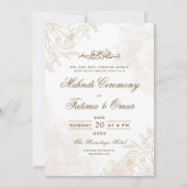 Gouden bloemige bladeren Moslim Islamitische Mehnd Kaart (Voorkant)