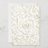 Gouden Bloemige Bladeren Rustieke Trouw Uitnodigin Kaart (Achterkant)