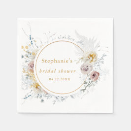 Gouden bloemige bruidsdouche servet