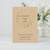 Gouden Bloemige Bruiloft Save The Date (Staand voorkant)