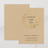 Gouden Bloemige Bruiloft Save The Date (Voorkant / Achterkant)