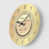 Gouden bloemige diamanten 25ste trouwdag grote klok (Hoek)