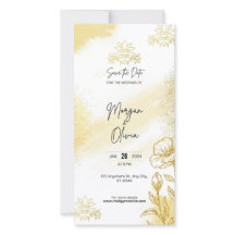 Gouden Bloemige Elegantie Save the Date Trouwkaart