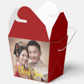Gouden bloemige foto paar Chinese bruiloft dank u Bedankdoosjes (Open)