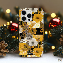 Gouden Bloemige Fusie – Elegante Phonehoes iPhone 15 Pro Max Hoesje