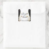 Gouden bloemige gebogen envelopzegel vierkante sticker (Tas)