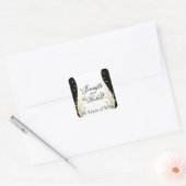 Gouden bloemige gebogen envelopzegel vierkante sticker (Envelop)