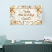 Gouden Bloemige Gelukkig 90e Verjaardag Spandoek (Beurs)