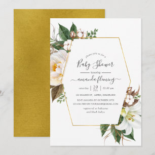Gouden Bloemige Geometrische Baby Shower Kaart
