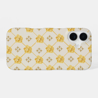 Gouden Bloemige Hoes | Elegante Gele Bloemen iPhone 16 Hoesje