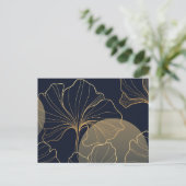 Gouden bloemige lijn art briefkaart (Staand voorkant)