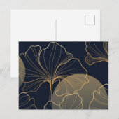 Gouden bloemige lijn art briefkaart (Voorkant / Achterkant)
