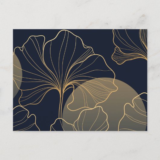 Gouden bloemige lijn art briefkaart (Voorkant)
