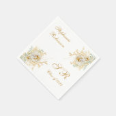 Gouden Bloemige Monogram Afstuderen Servet (Hoek)