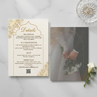 Gouden Bloemige Moskee Elegantie Moslim Informatiekaartje