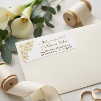Gouden Bloemige Moskee Elegantie Moslim Trouwadres Etiket