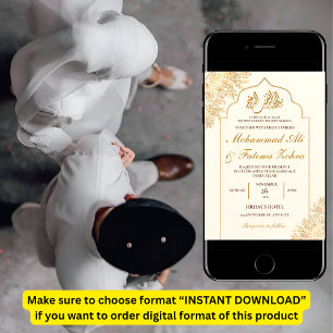 Gouden Bloemige Moskee Elegantie Moslim Trouwen Ni Kaart