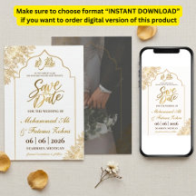 Gouden Bloemige Moskee Elegantie Nikah Bewaar de d