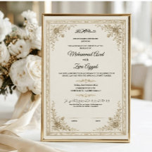 Gouden bloemige moslim Nikkah Nama-certificaatpost