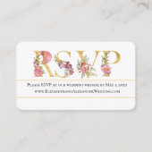 Gouden Bloemige RSVP Trouwwebsite  Visitekaartje (Voorkant)