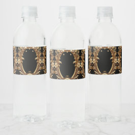 Gouden Bloemige Sierlijke Waterfles Label Etiket