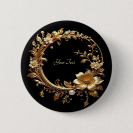 Gouden Bloemige Sierlijst Knop Ronde Button 5,7 Cm