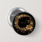 Gouden Bloemige Sierlijst Knop Ronde Button 5,7 Cm (Voorkant /achterkant)