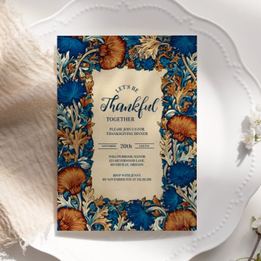 Gouden Bloemige Thanksgiving-viering Kaart