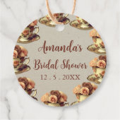 Gouden Bloemige Theekrans Bruidsfeest Vintage Bedankjes Labels (Achterkant)