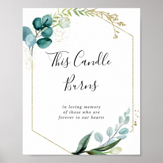 Gouden Bloemige Tropische Groene Deze Kaars Brandt Poster (Voorkant)