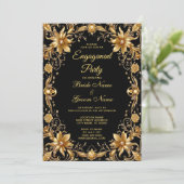 Gouden Bloemige Trouwkaart Uitnodiging (Staand voorkant)