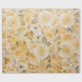 Gouden Bloemige Waterverf Elegante Vintage  Cadeaupapier (Vlak)