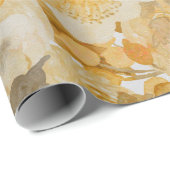 Gouden Bloemige Waterverf Elegante Vintage  Cadeaupapier (Rol Hoek)