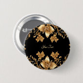 Gouden bloemknop ronde button 5,7 cm (Voorkant /achterkant)
