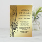 Gouden Bloemkrullen 50ste Verjaardagsuitnodigingen Kaart (Staand voorkant)