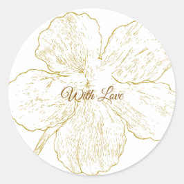 Gouden Bloemlijn Kunst Botanisch Ronde Sticker
