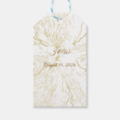 Gouden Bloemlijn Kunst Botanische Bruiloft Cadeaulabel (Voorkant)