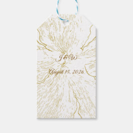 Gouden Bloemlijn Kunst Botanische Bruiloft Cadeaulabel