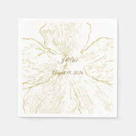 Gouden Bloemlijn Kunst Botanische Bruiloft Servet