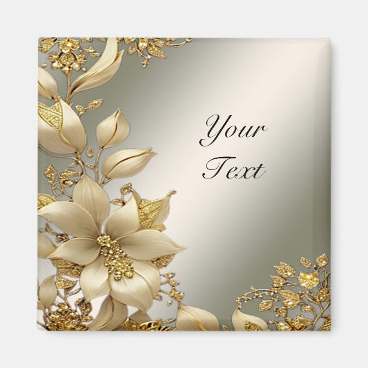 Gouden Bloemmagneet Magneet (Voorkant)