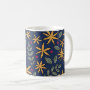 Gouden Bloemmotief Botanisch Ontwerp Koffiemok