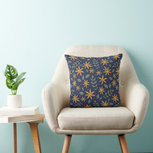 Gouden Bloemmotief Botanisch Ontwerp Kussen