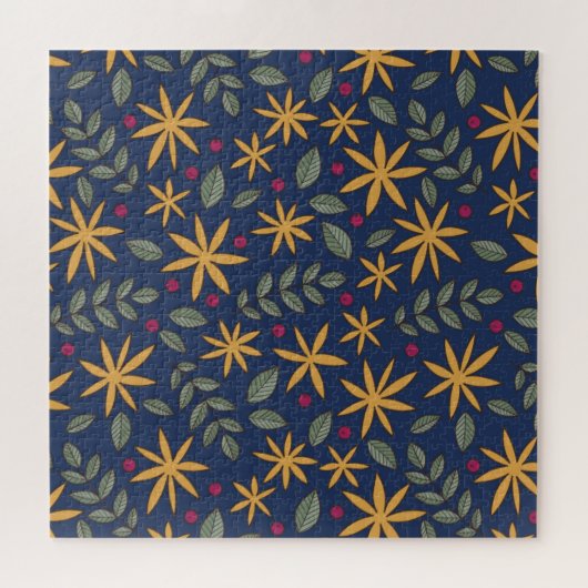 Gouden Bloemmotief Botanisch Ontwerp Legpuzzel (Horizontaal)