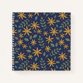 Gouden Bloemmotief Botanisch Ontwerp Notitieboek