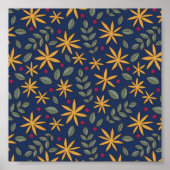 Gouden Bloemmotief Botanisch Ontwerp Poster (Voorkant)