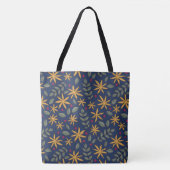 Gouden Bloemmotief Botanisch Ontwerp Tote Bag (Voorkant)
