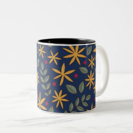 Gouden Bloemmotief Botanisch Ontwerp Tweekleurige Koffiemok