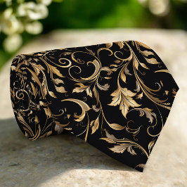 Gouden Bloemmotief Elegante Luxe Modern Stropdas